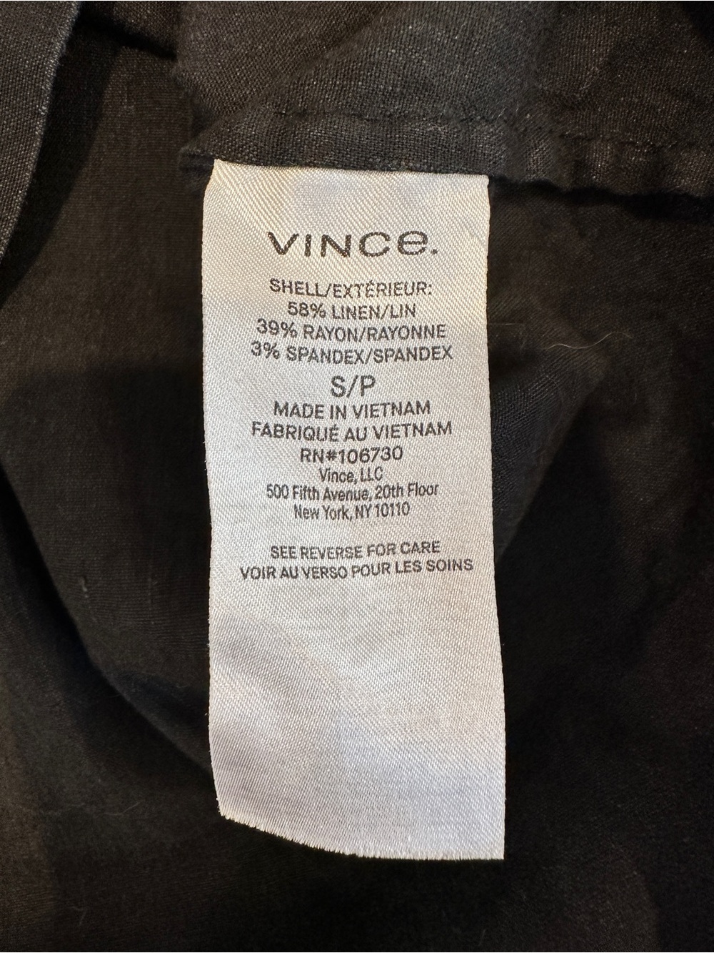 Vince Black Relaxed Short Sleeve Linen Blend Tee - Picture 6 of 6